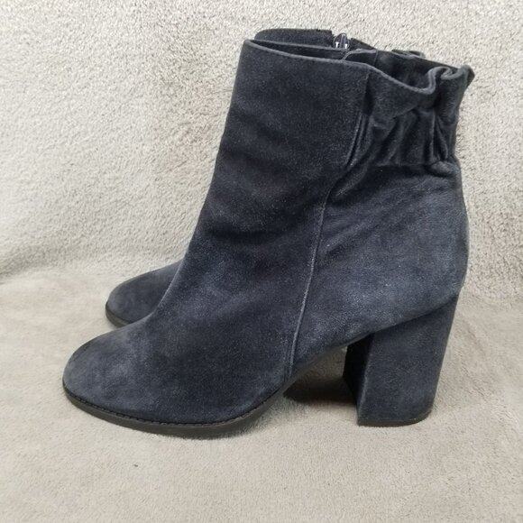 Arturo Chiang Shoes Womens 8 Rakel Blue Suede Zip Block Heel Ankle Boots *Read* - Picture 1 of 13